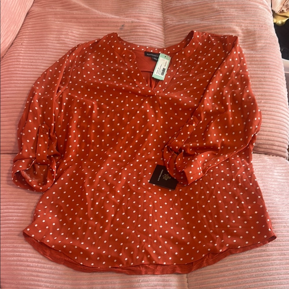 Polka Dot V-Neck Blouse